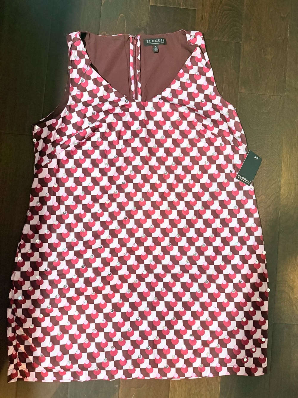 NWT-Eloquii Pink, Brown & White Geometric Mini Dress (size US16)